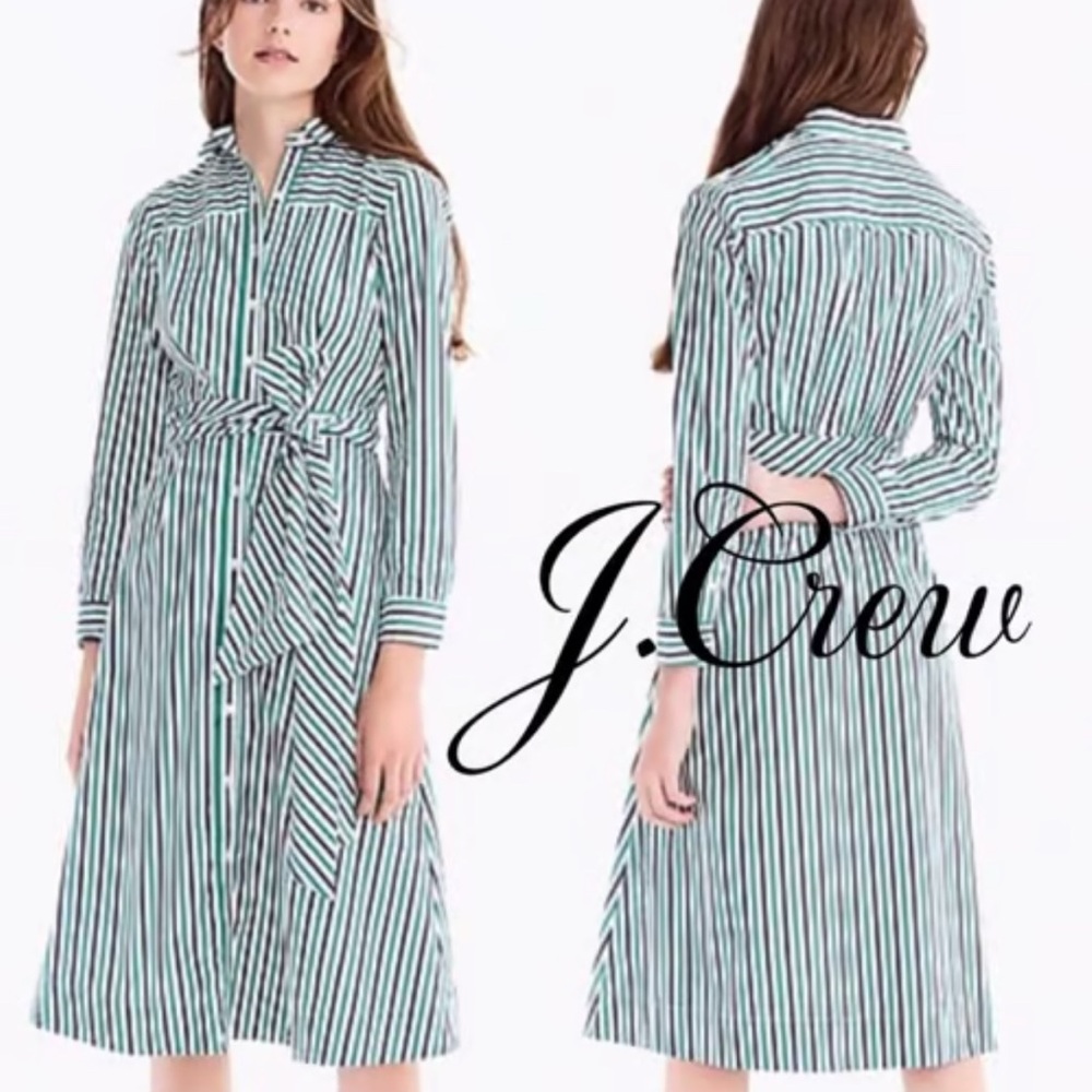 NWT J. Crew Midi Shirt Dress with Pockets and Waist Tie